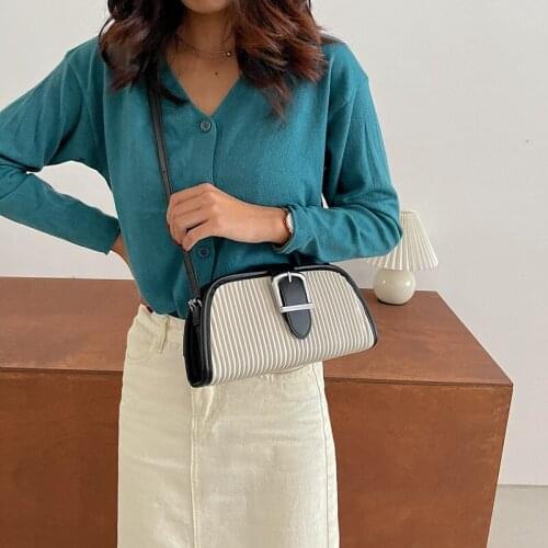 Luxury Designer Purse and Handbags PU Striped Buckle Womens Messenger Bag Brand Fashion Shoulder Bag Female