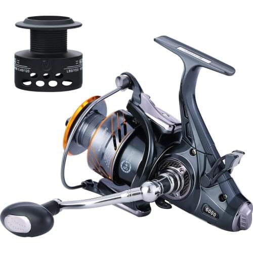 Sougayilang New Double Brake Carp Fishing Reel BMD4000/6000 High Speed 5.5:1/4.7:1 Gear Ratio Carp Fish Tackle 10kg Drag Power