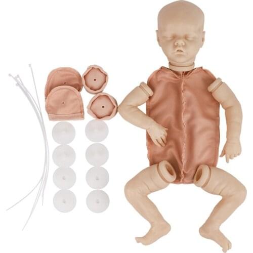 17inch Silicone Vinyl Reborn Baby Cloth Body Doll DIY Soft Realistic Doll Unpainted Unfinished Doll Parts DIY Blank Doll Kit