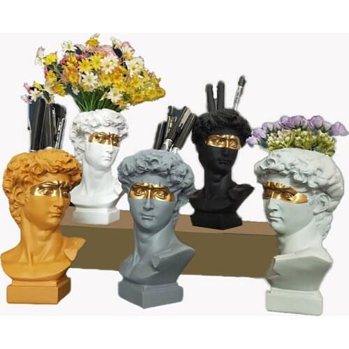 Modern Nordic Style Creative Portrait Vase Human Head Flower Vases Decorative Ornaments Resin David Home Flowers Art Decoration