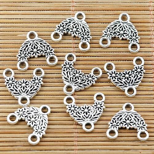 20pcs tibetan silver tone 2sided floral flower connector