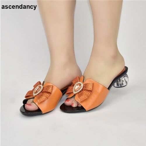 New Arrival Wedding Shoes Womens Summer 2021 Banquet Luxury Diamond Africa Nigerian Womens Slippers Elegant Party Pumps