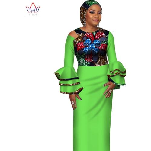Vintage Dress 2020 New Style African Dresses for Women Vestidos Speaker sleeve African Clothing Dashiki Party Dresses WY2702