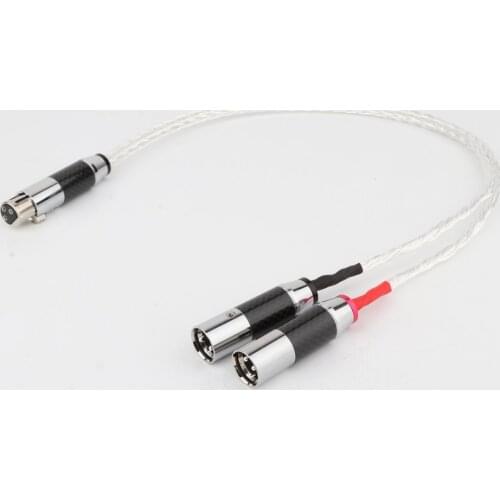 8AG Silver Plated XLR Female to Dual XLR Male Y Splitter 3Pin Balanced Microphone Cable Rhodium Plated XLR Plug HIF