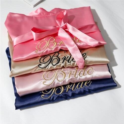 Bride Bridesmaid wedding Short Robe Bath Gown New Womens Summer Kimono Yukata Nightgown Lady Sleepshirts pajama Nightdress M-XL