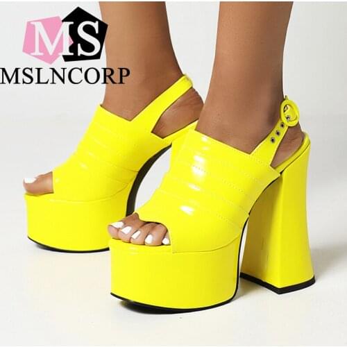 Latform High Heels Slippers Women Buckle Sandals 2021 New Female Shoes Fashion Heeled Shoes Casual Summer High Heels Shoes Woman
