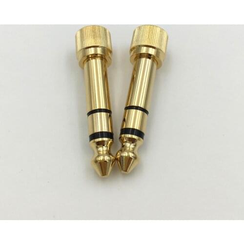 1pc Gold-plated adapter Jack 6.35mm 3pole stereo male plug with inside screw to 3.5mm jack stereo female socket converter
