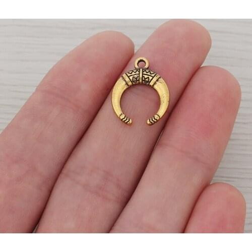 20 x Antique Gold Crescent Moon Charms Pendants Beads for Necklace Earring Bracelet DIY Jewelry Making Findings 19x15mm
