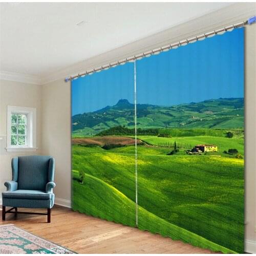 Green grass 3D Blackout Window Curtains For Living room Bedding room Hotel/Office Curtain Drapes Cortinas para sala