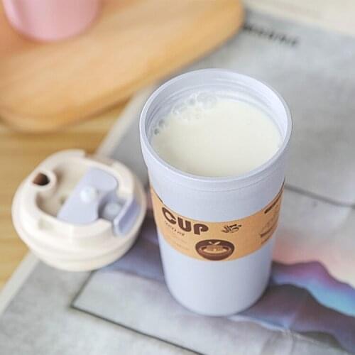 420ml High Quality Bamboo Fiber Fashion Coffee Cup With Lid Milk Cup Leakproof Travel Cup Without Bpa Microwave Heating Cup