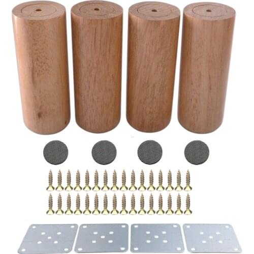 6x10cm Round Material Sofa Chair Bed Cupboard Tea Table TV Cabinet Wooden Furniture Legs Feet Pack of 4