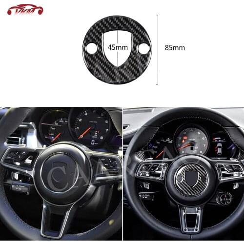 Carbon Fiber Car Steering Wheel Emblem LOGO Panel Trim Frame Cover Sticker for Porsche Macan Panamera 718 New Cayenne