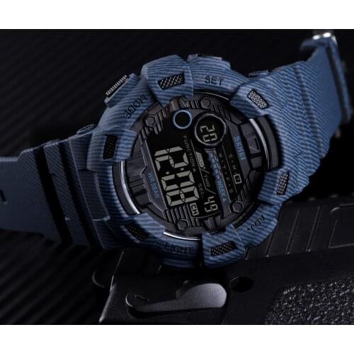 SKMEI Army Mens Sports Digital Watches Fashion Denim Wristwatches Military Alarm Waterproof Electronic Watch Relogio Masculino