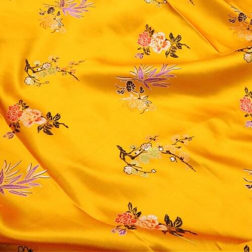 Plum Blossom style Brocade satin Fabric Damask Jacquard Apparel Costume Upholstery Furnishing Curtain Clothing Material BY meter