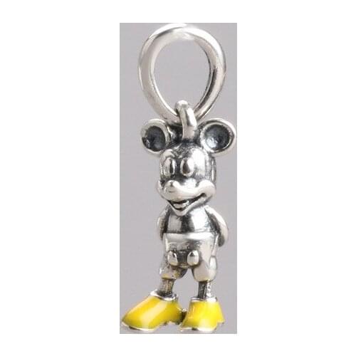 S925 Sterling Silver Mickey Pendant Fit Original Charms Necklace