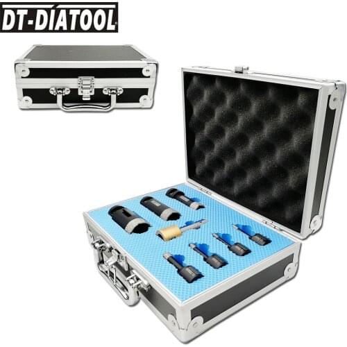DT-DIATOOL 8pcs/kit Vacuum Brazed Diamond Drill Core Bits Sets M14 connection Hole Saw Mixed size plus Finger Milling Bits