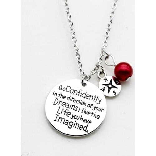 Personality jewelry Go confidently in the direction of your dreams... compass pearl pendant necklace for Women N260