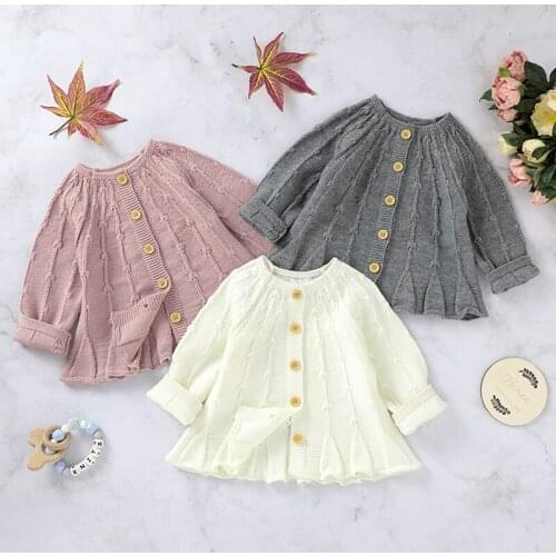Infant Baby Kids Girl Long Sleeve Cardigan Coat Clothing New 2020 Spring Autumn Baby Girls Sweet Pure Color Knit Jacket