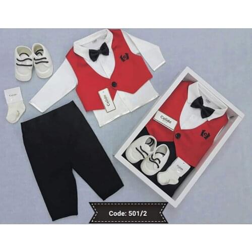 Baby Boy Clothing Newborn Wedding Marriage Costume Suit Tuxedo Baptism Set With Shirt Vest Bow Tie 6 Pcs For 3 - 6 Months 62 cm