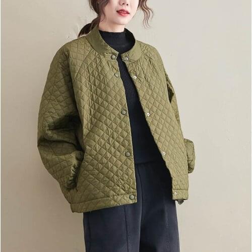 New 2020 Autumn Winter Women Jacket Plus Size High-Quality Oversize Puff Sleeve Plaid Warm Coat Short Lightweight Down Jackets