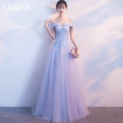 LAMYA 2020 Boat Neck Banquet Long Evening Dresses Elegant Plus Size Formal Party Gowns For Women vestido de festa longo