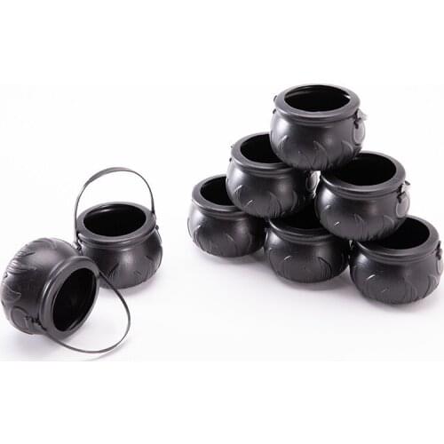 8pcs Mini Halloween Candy Bucket Pot Witch Skeleton Cauldron Holder Jar Trick Or Treat Halloween Party Decoration Props Kids Toy