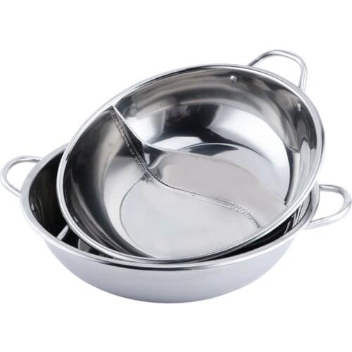 Multi-use Hot Pot Stainless Steel Divided Extra Smaller Pots 2 Handle Cooking Kitchenware Pot Home Cooking Supplies E2S