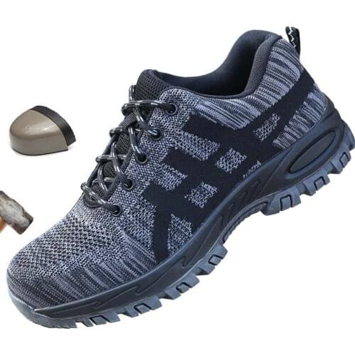 Mens Shoes Work Shoes Breathable Summer Anti Smashing Stab Safety Shoes Non Slip Wear Resistant Steel Toe Caps Casual Shoes