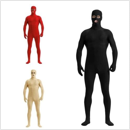Mens Open Eyes and Mouth Zentai Full Bodysuit Back Zipper Tights Suit Mens Kids Fancy Full Bodysuit Halloween Costumes