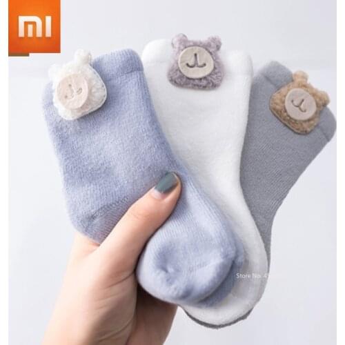 Xiaomi 3Pcs Soft Cotton Socks Baby Socks Cute Animal For Newborn Infant Boys Childrens Socks Baby Girl Clothes Accessories New