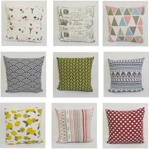 Printed Geometric Cushion Cover Floral Stripe Home Decor Pillows Cover Linen Cotton Nordic Home Sofa Car Decorative pillow case