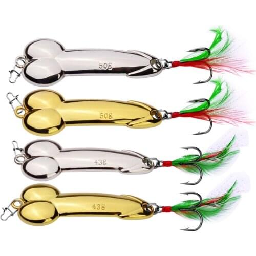 Spoon fishing lure with feather 5g 10g 15g 20g 28g 35g 43g 50g silver gold metal fishing bait spinnerbait Treble Hook hard lures
