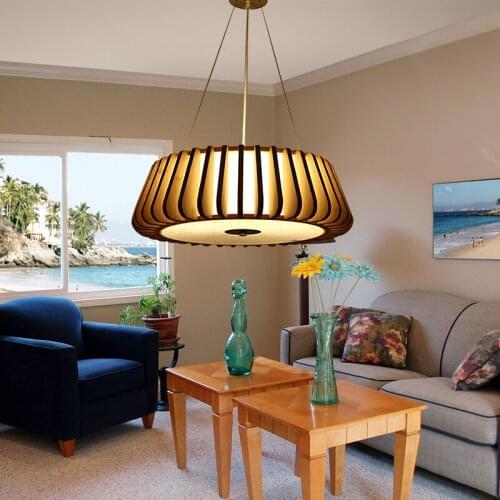 Modern new Chinese wooden Pendant Lights living room hanglamp led household warm bedroom lamp Japanese table lamp log pendant