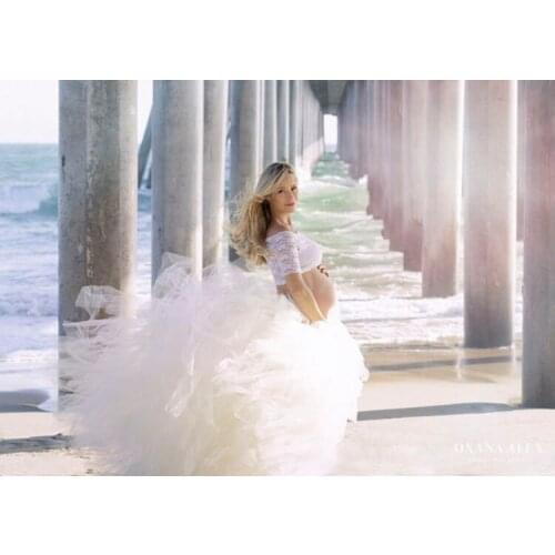 Extra Full Adult Full-Length Romantic Long Tutu Ballroom Tulle Skirt Weddings Maternity Photo Prop Dress-up Pregnant Skirt