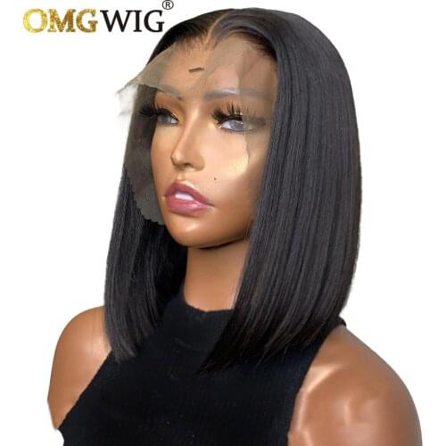 13X6X1 Glueless Lace Frontal Wig Brazilian Remy Human Hair Wigs For Black Women Straight Short Bob Lace Front Wig With Baby Hair