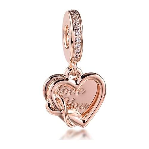 Fits Pandora Bracelet Love You Infinity Heart Dangle Charms 925 Original Sterling Silver Beads DIY Jewelry Gift Bijoux 2021 New