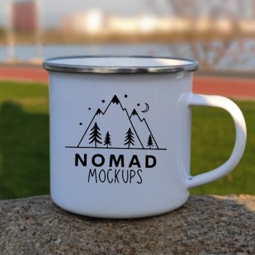 Personalized Camping Mug Mockups Travel Outdoor Hiking Enamel Mug Drinking Water Coffee Cup Gift for Husband Dad