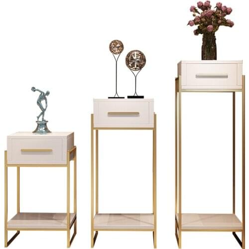 Post-modern minimalist stainless steel flower stand light luxury gold-plated high and low shelf indoor balcony hotel lobb