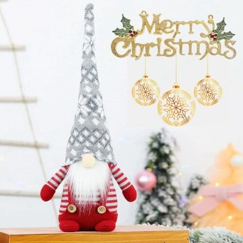 Christmas Plush Gnomes Handmade 16.5'' Swedish Tomte Faceless Gnome Figurines Navidad Nisse Elfs Home Decor Xmas Knitted Dolls