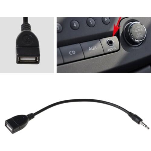 3.5mm Male AUX Audio Plug Jack To USB 2.0 Female Converter Cable Cord Fr Car MP3