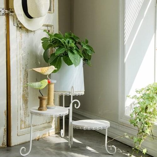 Nordic Wrought Iron Balcony Flower Rack Outdoor Garden Dormitory Plant Shelf Living Room Small Apartment Three-layer Plant Stand