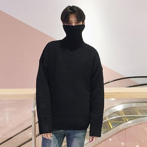 Turtleneck Sweaters Men Solid Color Black Pullover Long Sleeve Casual Dress Male Brand Cashmere Knitwear Preppy Design Winter