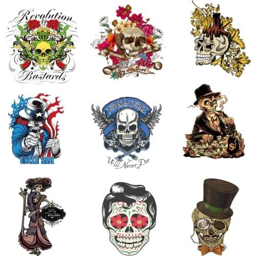 Iron-on Transfers for Clothing Patches on Clothes Fashion Stickers Diy Skull Patch Flex Fusible Transfer Vinyl Adhesive Stripe A