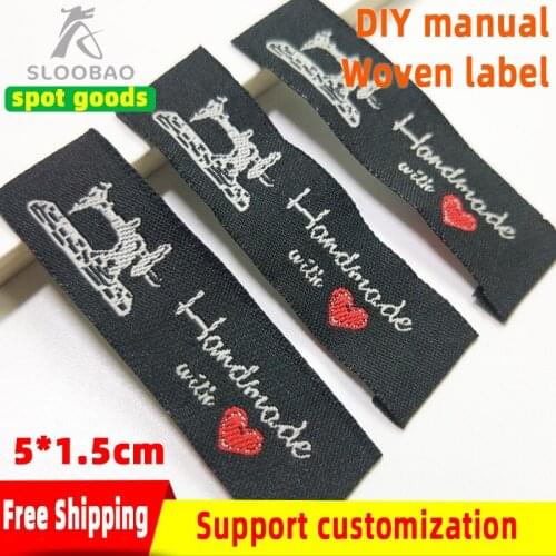 Woven Labels For Garment Sewing Accessories Handmade With Love Sewing Machine Clothing Labels Free shipping