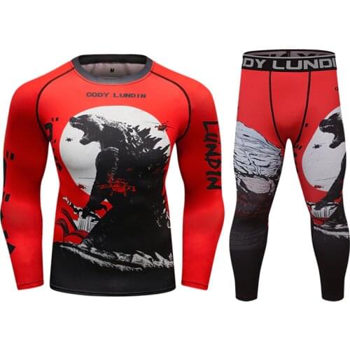 Cody Lundin Outdoor Running Sportswear Rashguard And Leggings Mens 3D Printed MMA Suit Males Tracksuit
