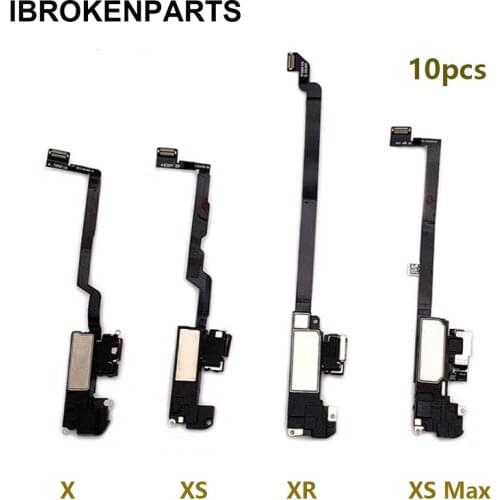 10pcs Tested Ear Earpiece For iPhone X Xs Max XR 12 11 Pro Proximity Light Sensor Sound Earphone Speaker Flex Cable Assembly