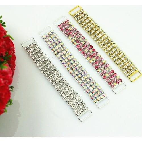 20pcs 4ROWS Crystal Rhinestone Bikini Connectors Buckle Metal Chain For Swimming Wear Bikini Decoration