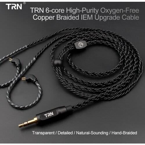 3.5mm MMCX 0.75 0.78 Upgrade 6 Core Black Silver Plated Cable Wire Earphone for TRN V30/V80/X6 CCA AS10 ZS10 AS0