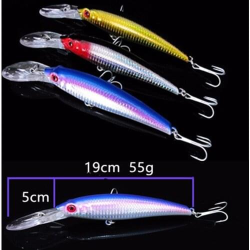 3Pcs 19CM 55G Big Game Wobbler Minnow Fishing Lure Crankbait Peche Bass Trolling Lure Artificial Bait Pike Carp Lures