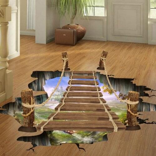 3D Wall Stickers Bridge Floor/Wall Sticker Removable Mural Decals Vinyl Art Living Room home Decoration 2017 Hot